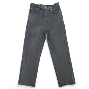 Levi's Ribcage‎ Straight Ankle Jeans W27 High Rise Black Wash Vintage Fit